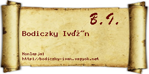 Bodiczky Iván névjegykártya